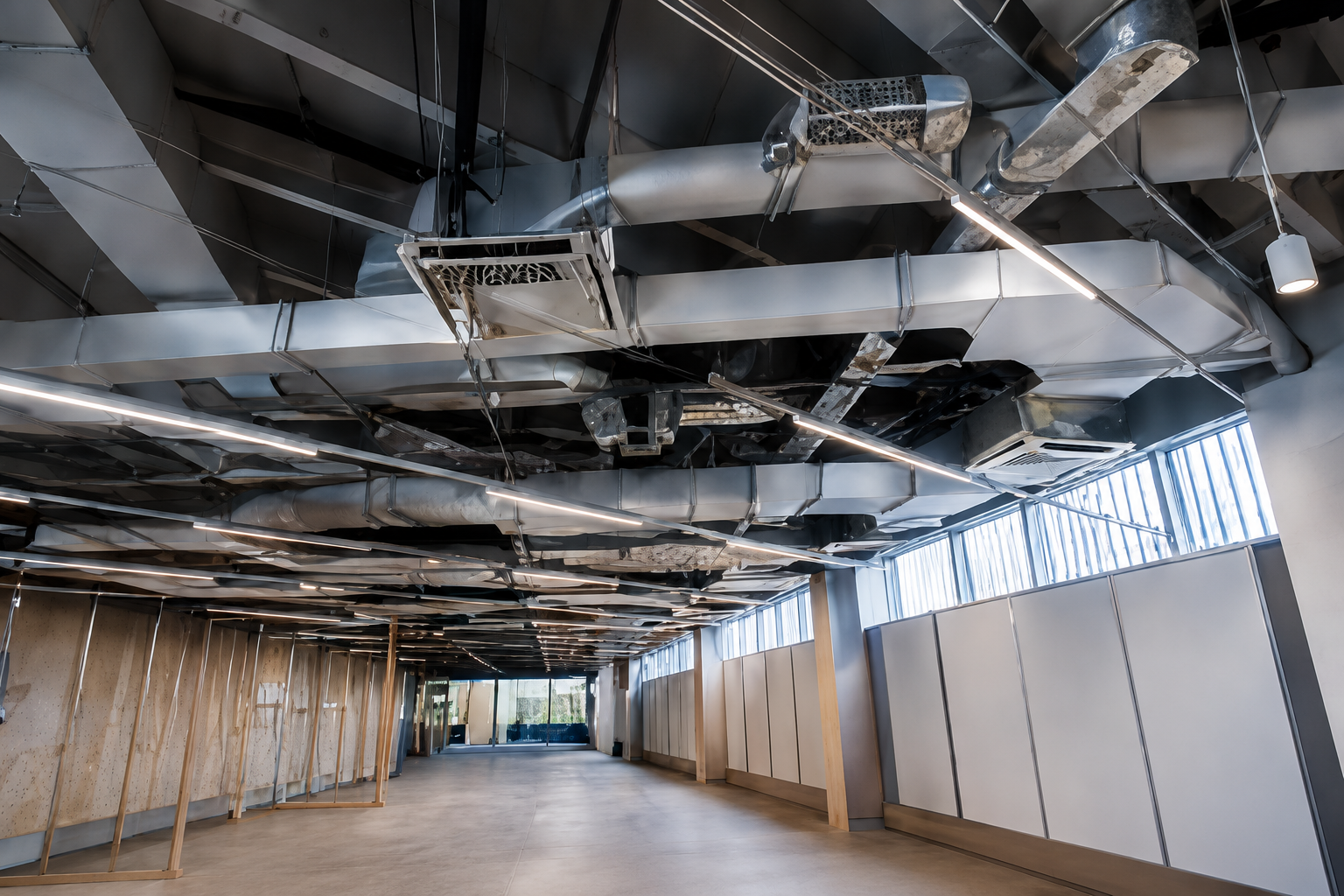 Two Air conditioning units placed side by side on a concrete floor show casing services for Home Air Conditioning Sussex